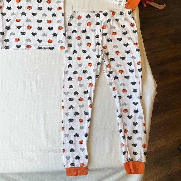 Celebrate! Sleepwear Boy 6 White Graphic Print Pumpkin Cat Pajama Pants Contrast - Picture 4 of 6